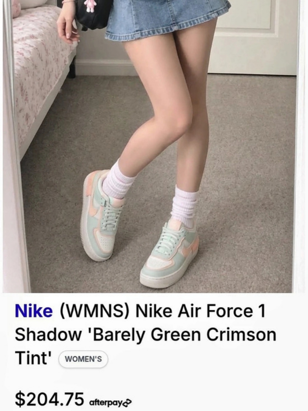 Nike Air Force 1 Shadow 'Barely Green Crimson Tint' Shadow Women's Sneakers US